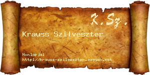 Krauss Szilveszter névjegykártya